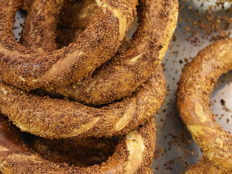 Susamlı simit yakın çekim